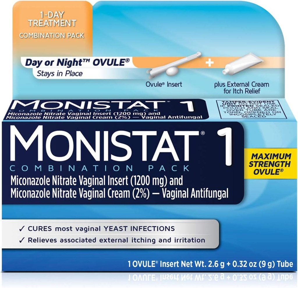 Traitement de l'infection à levure MONISTAT 1-Dose, 1 ovule Insert et crème de démangeaison externe