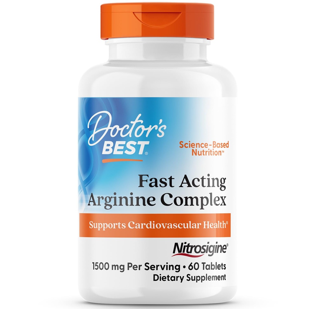 Le meilleur complexe Arginine à action rapide du médecin - L Arginine suppléments pour les hommes et les femmes, aide le niveau d'oxyde nitrique, le flux sanguin et le soutien de la santé cardiovasculaire, 1500 mg par portion, végétalien - 60 comprimés
