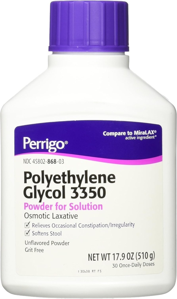 Perrigo Polyéthylène Glycol 3350 17,9 Oz (510gm) Poudre (Comparer avec Miralax)