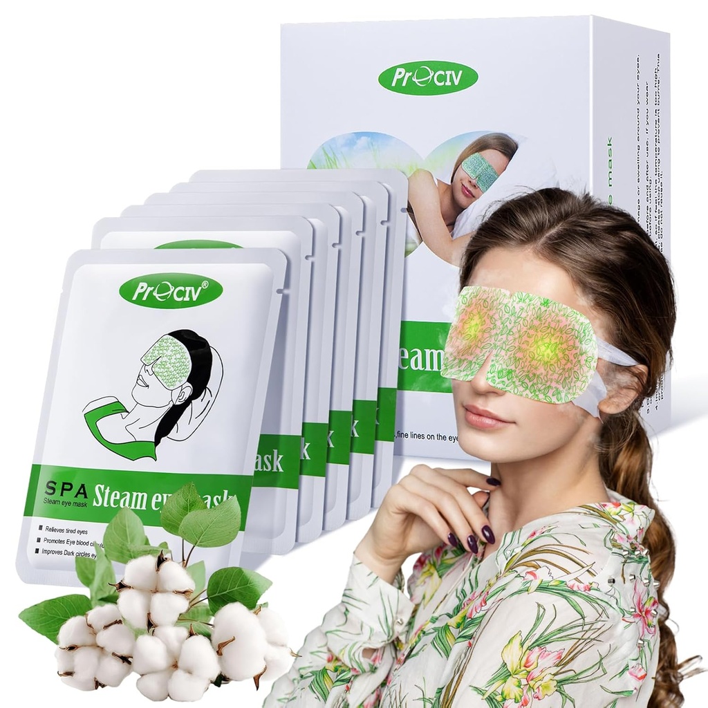 16 Packs Masque des yeux à vapeur,Compresseur des yeux chaud pour les yeux secs Masque de sommeil,Masques des yeux chauffants pour les femmes,Masques des yeux jetables pour les essentiels SPA