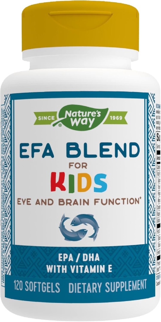 Nature's Way EFA Blend pour les enfants avec de la vitamine E, soutient la fonction oculaire et cérébrale*, 120 Softgels