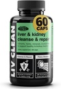 Gains en vrac Liv propre, foie et nettoyage et réparation du rein, supplément de soutien du foie avec extrait de chardon de lait, racine de dandelion, enzymes digestives, minéraux organiques et nutriments, 60 capsules végétariennes