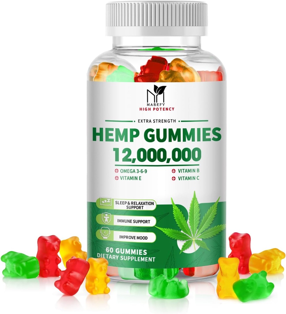 Hemp Gummies - Organic Hemp Seed Oil, Ashwagandha - Sleep, Relaxation, Immune