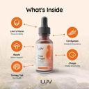 LUV health Drops® – Supplément énergétique pour Focus, Mental Clarity & Immune Support - Champignons adaptogènes avec Mane de Lion, Cordyceps, Reishi, Chaga & Turkey Tail – Vegan, Made in USA 60 Servitures