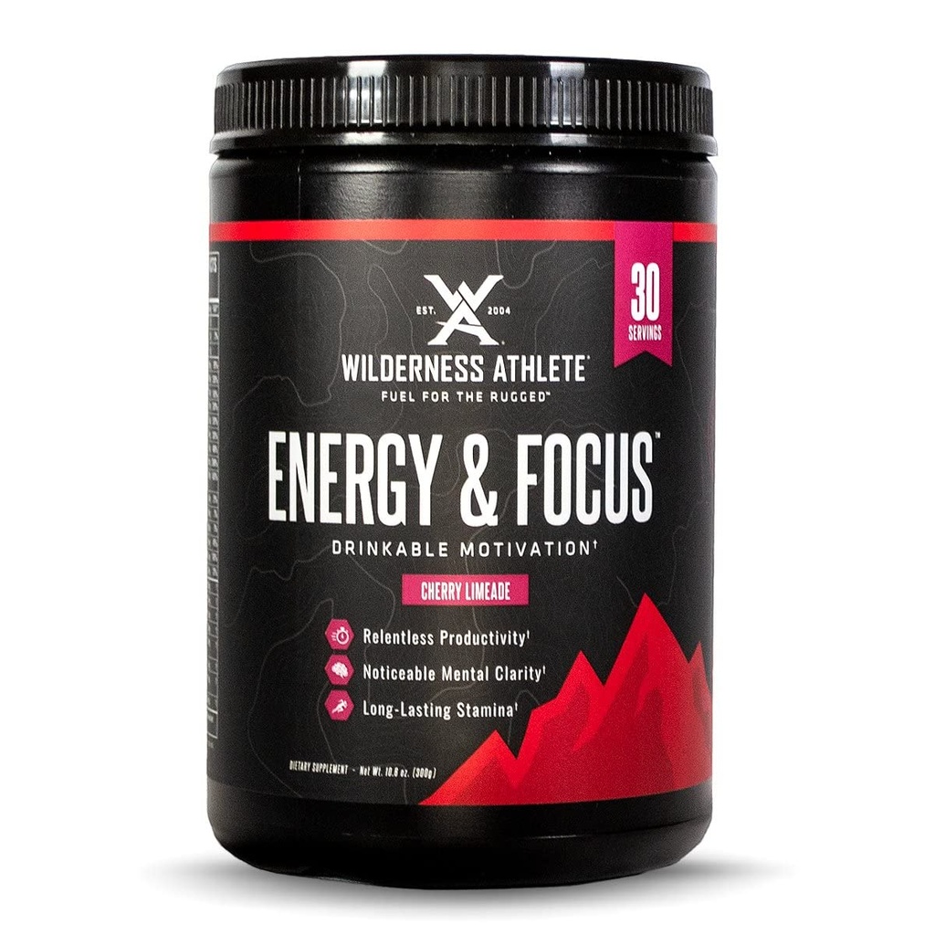 Athlète de la nature - Énergie & Focus ► Préentraînement énergétique pour les femmes et les hommes - Mélange de poudre d'énergie avec caféine naturelle - Poudre d'entraînement à faible teneur en glucides, à sucre zéro - 30 Tub de service (Cherry Limeade)