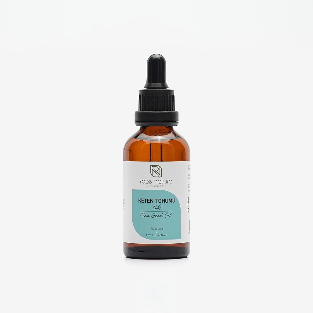 Cold Pressed Food Grade Flaxseed Oil, 1.69 oz (50ml)| No Dyes or Alcohol |%100 Pure | Non-GMO, No Additives, Amber