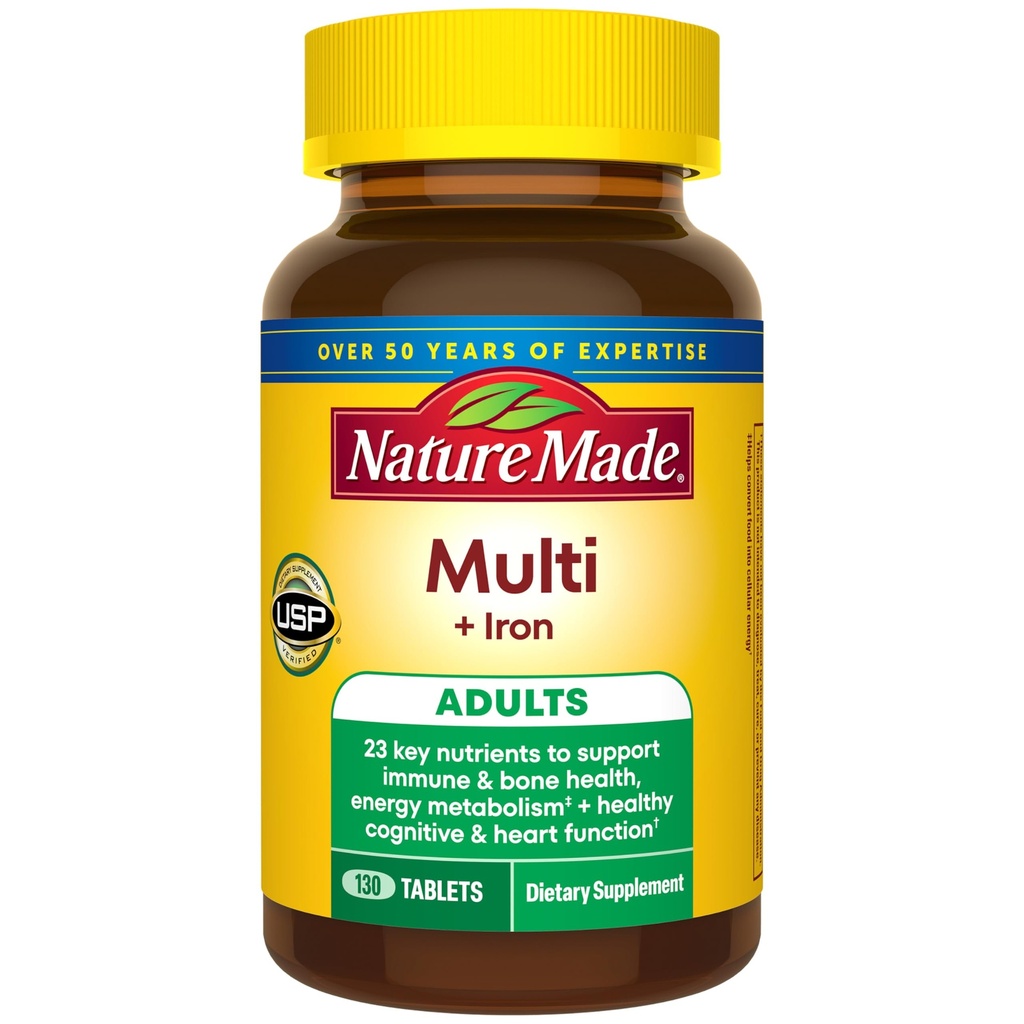 Nature Made Multivitamin Tablets with Iron, 130 Tablets