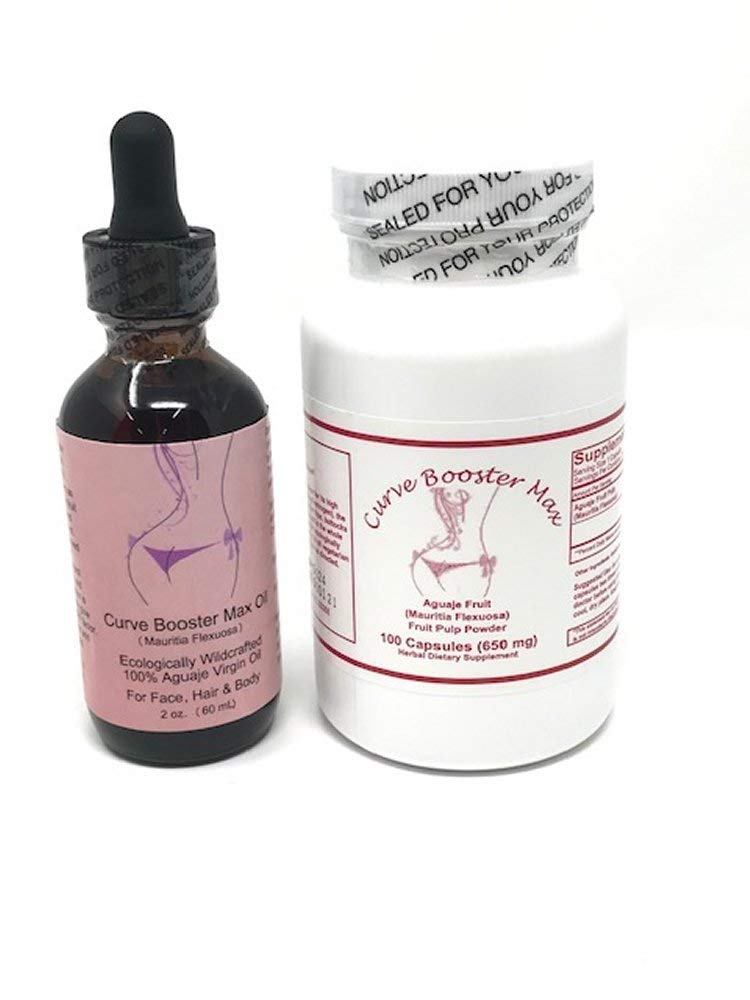 Curve Booster Max Aguaje Capsules et Aguaje Oil Kit pour l'amélioration naturelle du sein et du cul pour les hommes trans-femmes