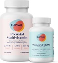 FullWell Vitamine prénatale + DHA.Oméga 3 Huile de poisson avec DHA et EPA pour le développement du cerveau et le soutien du système nerveux. Nutriments vitaux, non OGM, 3e partie testée, 30 portions