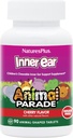 Natures Plus Parade d'animaux Soutien à l'oreille des enfants à l'intérieur - Saveur de cerise naturelle - 90 comprimés en forme d'animal - Supplément probiotique - Sans gluten - 45 portions