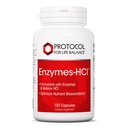 PROTOCOLE POUR LA VIE Enzymes-HCl - Enzymes digestifs avec Bromelain - Plein spectre de protéases - Supplément de digestion - Sans soja et laitiers - 120 capsules