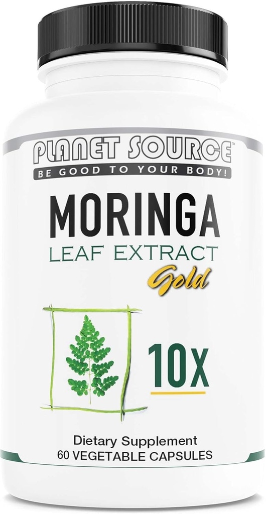 Moringa Leaf Gold Extract 10X - Vitamine A, Vitamine B, Vitamine C, Vitamine D, Vitamine E et Minéraux - Antioxydants - Énergie naturelle, métabolisme, immunosupport - 60 capsules de Count Veggie