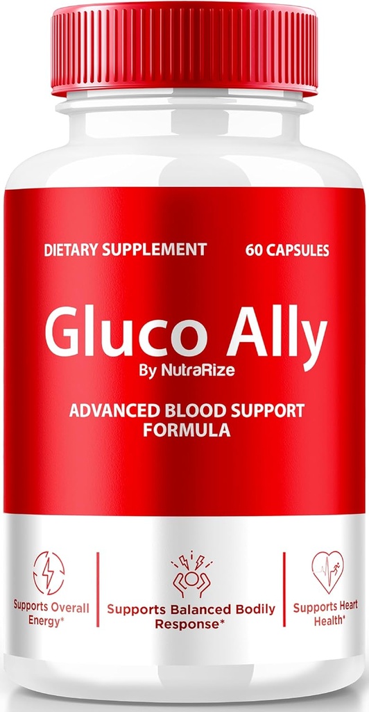 NutraRize Gluco Ally Capsules, pilules GlucoAlly officielles, formule globale de soutien du sang, tout le supplément naturel pour maintenir des niveaux sains, Premium Gluco-Ally Capsulas Review (60 capsules)