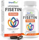 1500mg Fisetin suppléments - Absorption puissante avec la livraison liposomique,98% Fisetin pur,Polyphénol Antioxydant pour le vieillissement en santé,Non-OGM - 1 bouteille, 60 Softgels pour les adultes