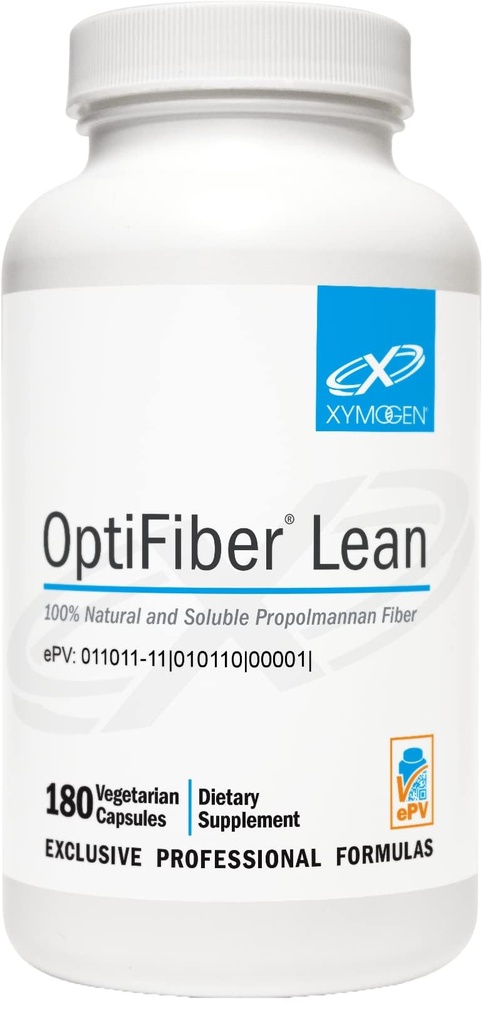 XYMOGEN OptiFiber Lean, Pilules quotidiennes de supplément de fibre - 100% naturel soluble Propolmannan Dietary Fibre - support Digestion, satiété et régularité - sert comme un prébiotique (120 capsules)