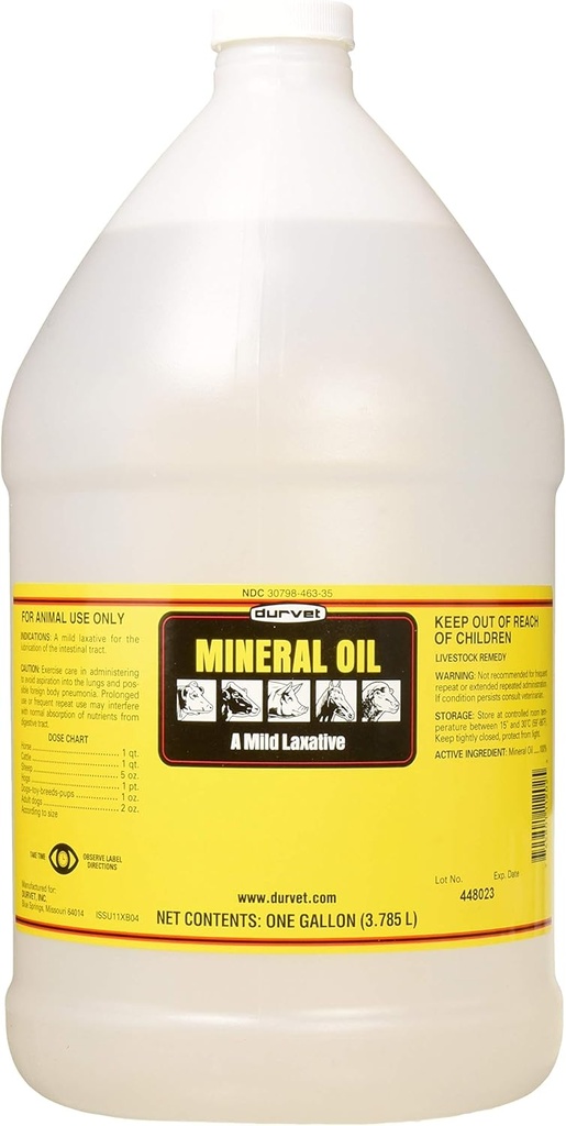Durvet, huile minérale laxative légère, 1Gallon/3,785L