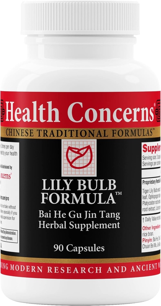 Préoccupations pour la santé Formule de bulbe de Lily – Toux sèche, gorge, nez et soutien pulmonaire – Formule à base de plantes chinoises – réglisse, Rehmannia, Astragalus, Fritillary – Supplément de soulagement respiratoire – 90 capsules