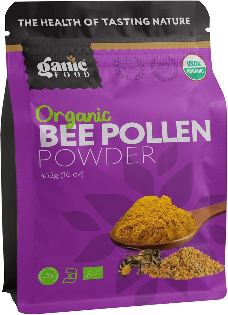 Poudre de pollen d'abeille biologique, 16 onces