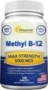 aSquared Nutrition Vitamine B12-5000 MCG Supplément avec la méthylcobalamine (méthyl B-12) - Max Strength Vitamine B 12 Soutien pour stimuler l'énergie naturelle, avantage Cerveau et fonction cardiaque - 120 comprimés