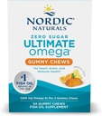 Nordic Naturals Zéro sucre Ultime Omega Gummy Chews - Fruits tropicaux - 54 Gummy Chews - Non OGM - Bien-être optimal - 27 portions