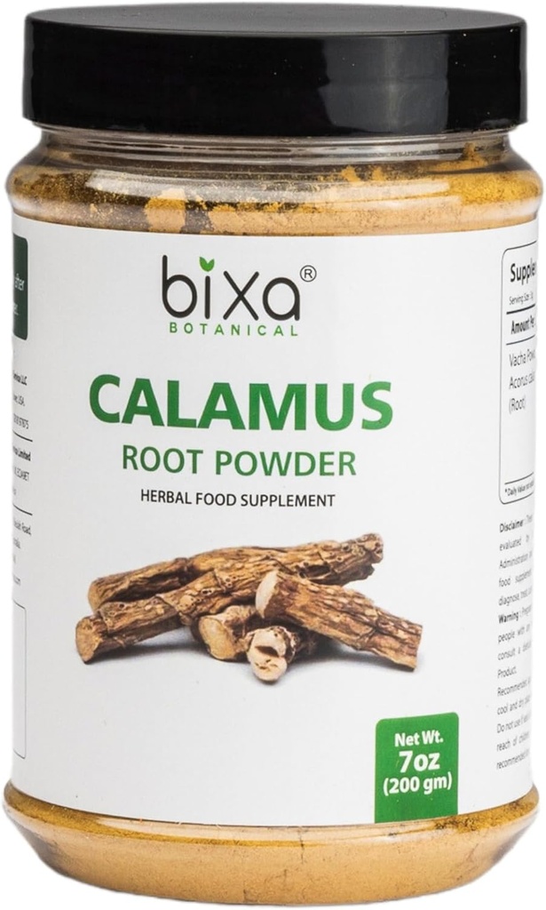 racine de Calamus bixa BOTANIQUE – poudre de racine naturelle pour la santé de Gut et Focus Support – végétalien, non-OGM, traité à la vapeur, supplément à base de plantes sans gluten – 7 oz