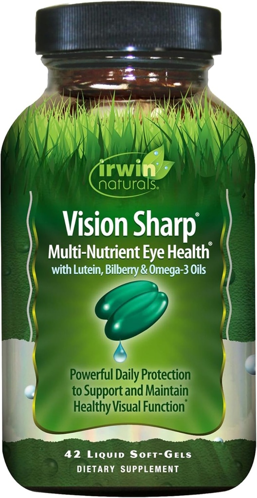 Irwin Naturals Vision Santé oculaire multinutritive - 42 softgels liquides - avec lutéine, bilberry et oméga-3