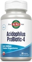 KAL Acidophilus ProBiotic-4, 500 millions d'UFC, Quatre souches probiotiques, Probiotiques pour les femmes et les hommes, Séché congelé, L. acidophilus, L. bulgaricus, S. thermophilus, B. bifidum, 100 portions, 100 VegCaps