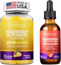 Glycinate de magnésium (glycinate de magnésium) Gommies pour adultes, sommeil, relaxation et focus, goût d'ananas et liquide avec citrate de magnésium et taurate, goût de fraise