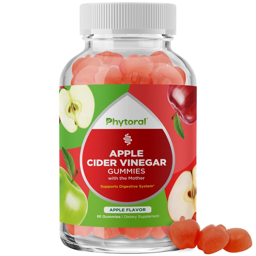 Gommies de vinaigre de cidre de pomme avec la mère - Gommies de vinaigre de cidre de pomme avec la mère pour les adultes pour le soutien immunitaire Supplément de soutien à la santé et à l'énergie Gummy vitamine de cidre de pomme pour les adultes