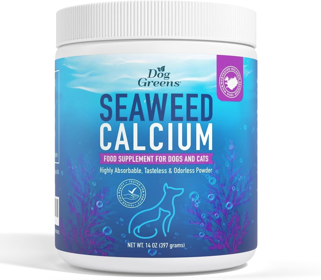 Calcium d'algues pour animaux domestiques, Vet recommandé, Testé pour la pureté, 14 Ounces, Anciennement meilleur Calcium d'algues de la nature, 1 Pack
