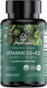 PlantFusion Vitamine végétale biologique D3 + K2 5 000 UI, 50MCG – Vitamine D provenant du lichen végétal et de la vitamine K2, pour le soutien immunitaire et la santé des os - 60 capsules