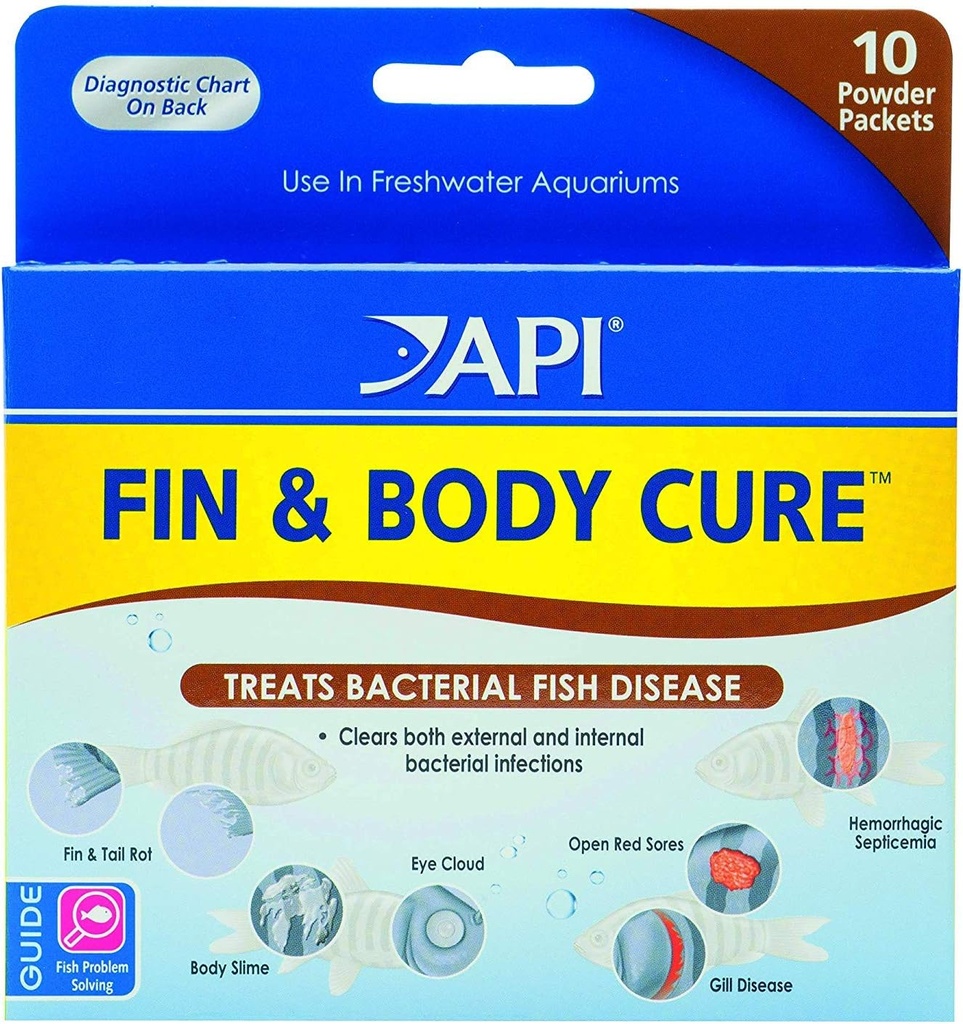 API 2 Paquet de poudre de poisson d'eau douce pour le traitement des maladies bactériennes, traite la slime corporelle, le nuage oculaire, la rotule à nageoires et à queues, et la maladie de Gill (10-Count) (2 articles)