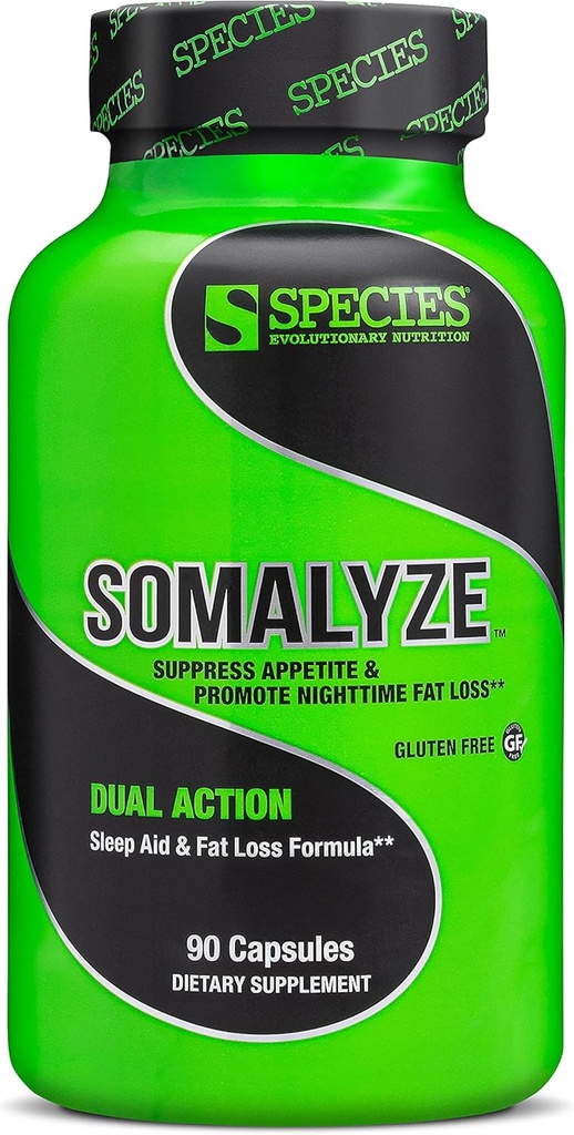 Espèce Nutrition Somalyze Stimulant Sans appétit, Suppresseur avec GABA et Melatonine, Caps sans gluten, 90 Capsules