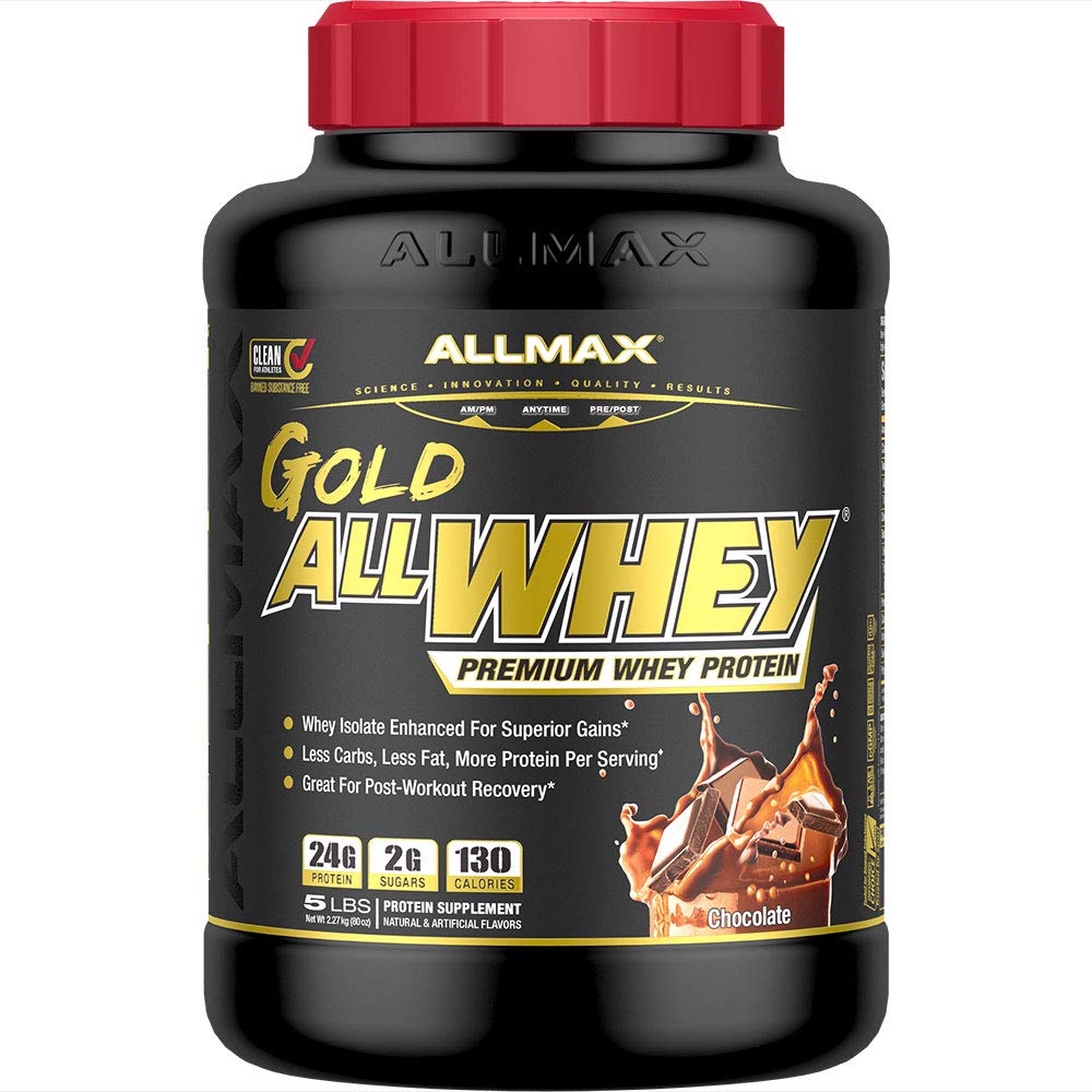 ALLMAX Nutrition Or ALLWHEY, Chocolat- 5 lb - 24 grammes de protéines par scoop - sans gluten, faible teneur en glucides et faible teneur en sucre - Env. 71 portions