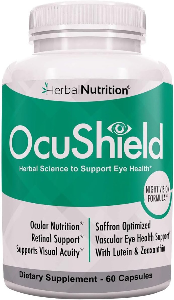 OcuShield Eye Health Vitamine Support for Healthy Eyes, Night Vision with Safran, Lutein & Zeaxanthin, Eye Nutrients to Protect & Stimulat Ocular Health, One Bouteille