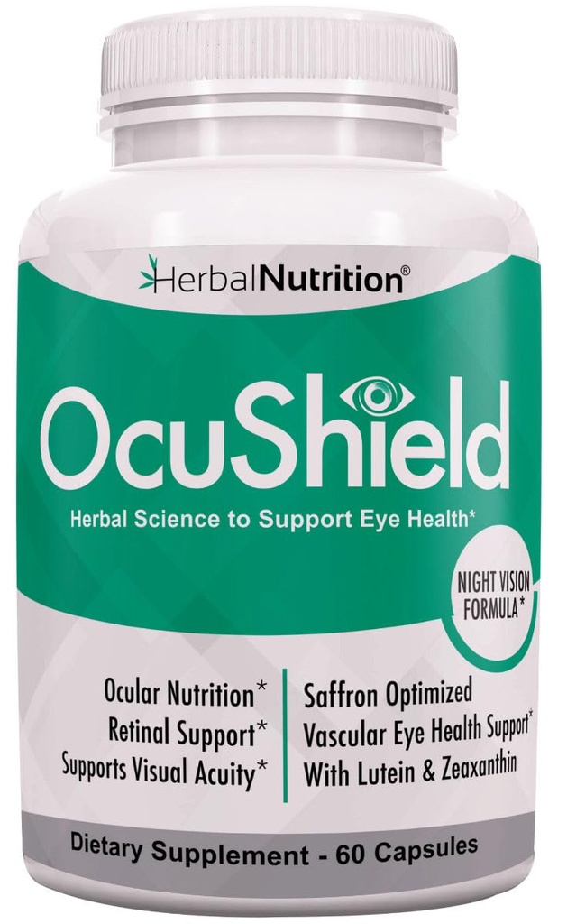 OcuShield Eye Health Vitamine Support for Healthy Eyes, Night Vision with Safran, Lutein & Zeaxanthin, Eye Nutrients to Protect & Stimulat Ocular Health, One Bouteille