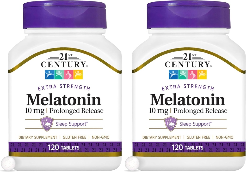 21ème siècle Melatonine 10 Mg Prolongé libération, 120 comte (paquet de 2)