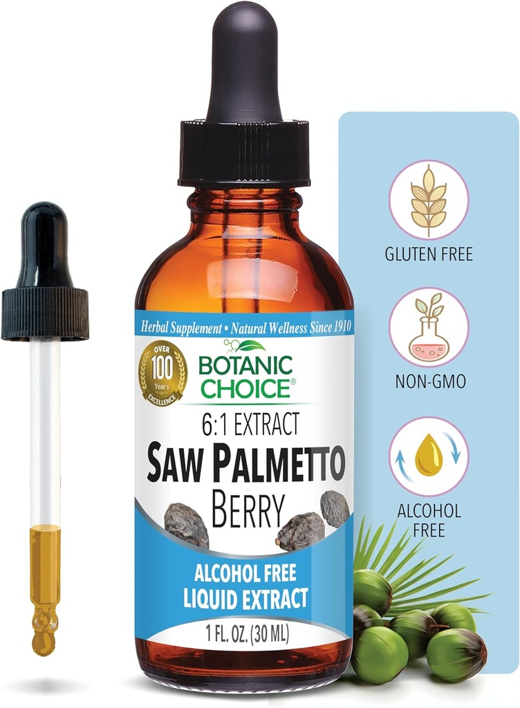 Choice botanique Saw Palmetto Berry Extrait liquide sans alcool, 1 once fluide