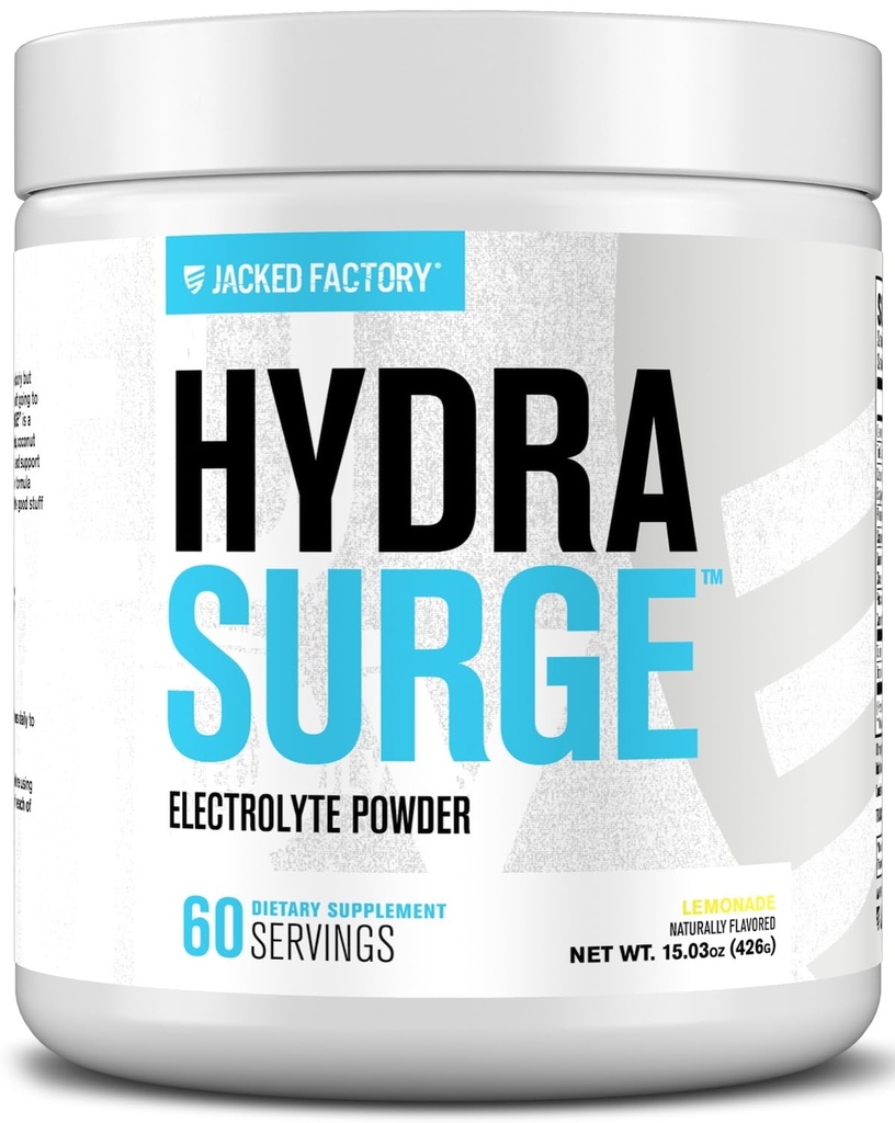 HYDRASURGE en poudre d'électrolyte - Supplément d'hydratation avec minéraux clés, sel de mer de l'Himalaya, eau de noix de coco - Keto Friendly, naturellement sucré - 60 portions, citronade