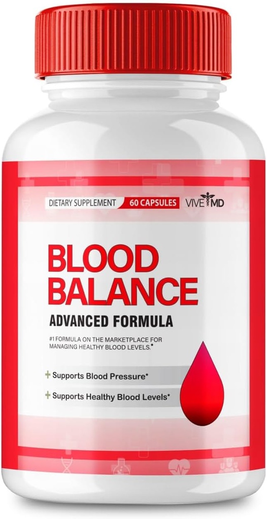 Supplément d'équilibre sanguin VIVE MD - Formule officielle - Supplément d'équilibre sanguin, force supplémentaire avec vitamine C, poudre de racine curcuma, avis de zinc (60 capsules)