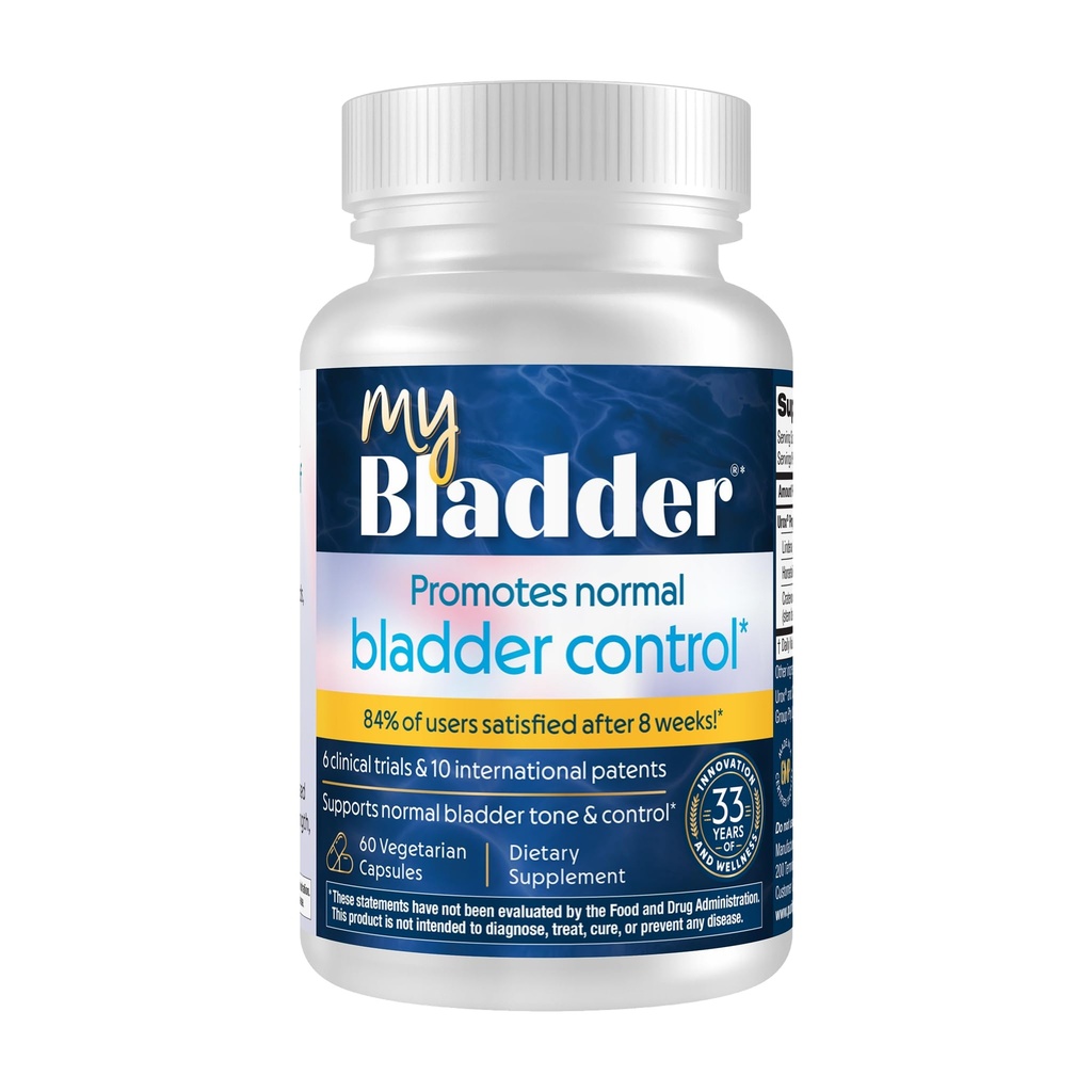 MyBladder Formule de soutien par les produits de pureté - favorise le contrôle normal de la vésicule, de la force, de la tonalité et du trac urinaire - Pour les hommes et les femmes - cliniquement étudié 840mg mélange breveté - 60 capsules de vésicule (1)