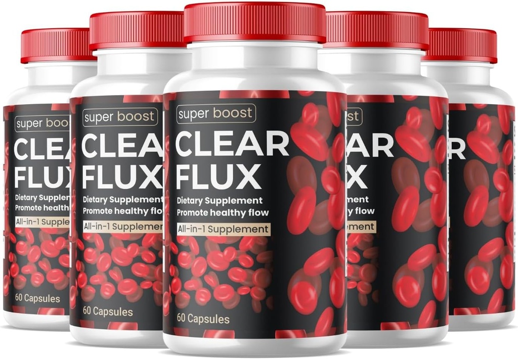 (5 Pack) Détox nettoyant de supplément de flux clair, Capsules Blood Vessel Cleaner Support Formule avancée, Capsules ClearFlux Résistance maximale Toutes les vitamines naturelles Santé (300 Capsules)