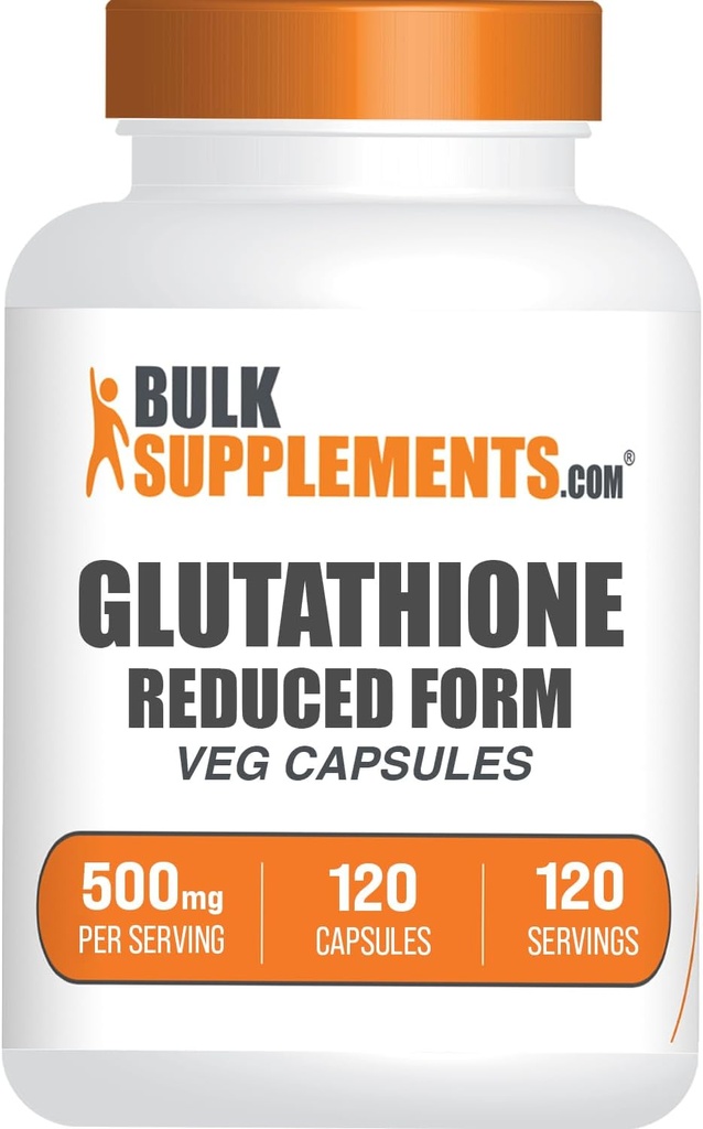 BulkSupplements.com Capsules réduites de glutathion - Supplément de glutathion - Sans gluten, 1 Capsule par portion, 120 Capsules (paquet de 1)