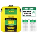 Portable Eyewash Station 14-gallon OSHA approved with One Station Sign and Two Inspection tags, Wall Mounted Gravity-Flow Indoors and Out, 53L Refillable Eyewash Station Heavy Duty, Yellow
