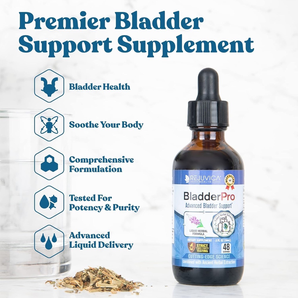Rejuvica Health BladderPro pour les hommes et les femmes - Supplément de soutien Bladder - Livraison liquide pour une meilleure absorption - Graines de citrouille, Uva Ursi, Goldenrod et plus