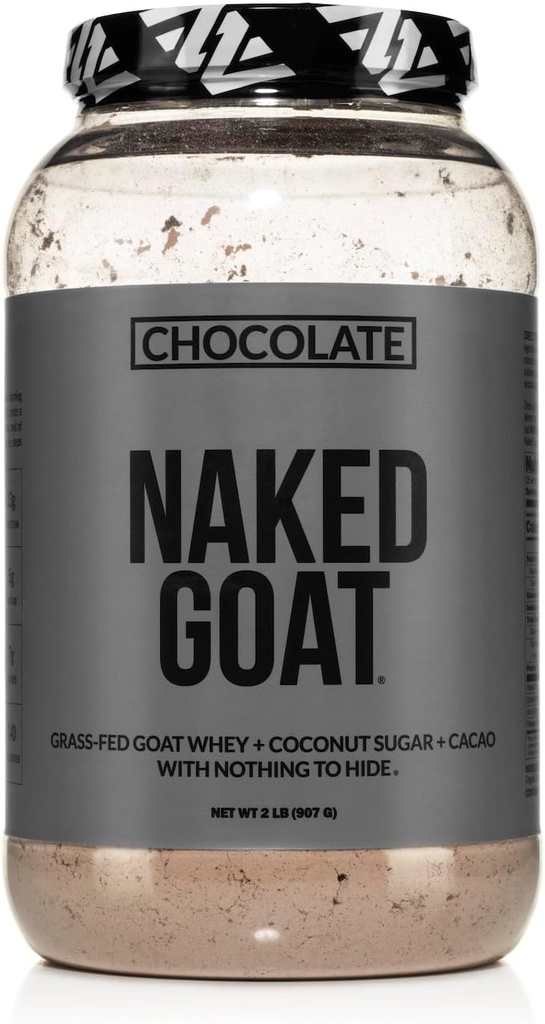NAKED Goat Chocolate Protein Powder - Pasture Fed Goat Whey Protein Powder from Small-Herd Dairies - Only 3 Ingredients - GMO Free, Soy Free - All Natural - 23 Grams of Protein - 25 Servings