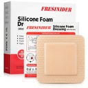 FRESINIDER Mousse en silicone Dressing with Adhesive Border – Bandage de la Mousse en silicone – Paquet de 10 – 4 x 4 pouces Grandes bandes imperméables – Soins autocollants et habillages