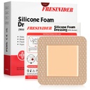 FRESINIDER Mousse en silicone Dressing with Adhesive Border – Bandage de la Mousse en silicone – Paquet de 10 – 4 x 4 pouces Grandes bandes imperméables – Soins autocollants et habillages
