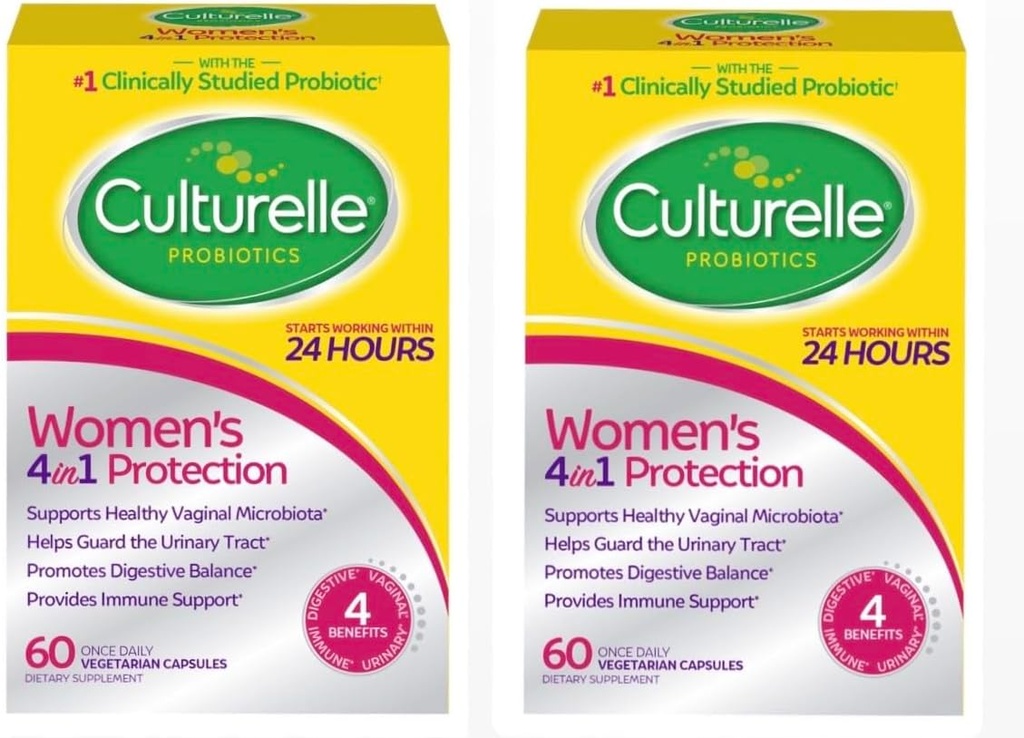 Femmes Culturelles Équilibre sain Probiotiques quotidiens pour les femmes - Soutiens Digestion, santé vaginale et immunitaire, diarrhée occasionnelle, gaz et ballonnement - Non-OGM 60ct (2 -Pack) (2)