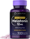 Carlyle Melatonin 12 mg Dissoudre rapidement 300 comprimés Sans médicament Sans saveur de baie naturelle